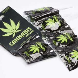 10er-Streifen Lutscher mit intensivem Cannabis-Flavor